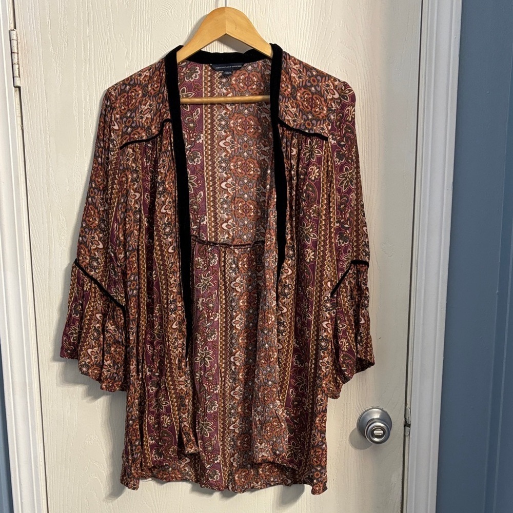 American Eagle Outfitters Burgundy Floral Blouse